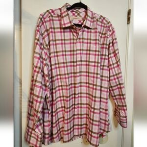 Tommy Bahama Pink and Brown Casual Button Down Shirt